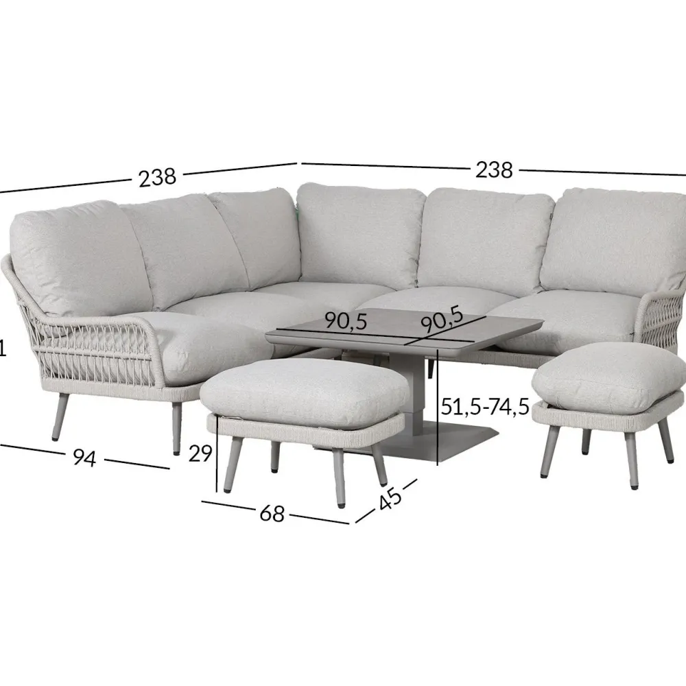 Puutarhakalustesetti MARENDA 4-osainen, harmaa/beige*Home4you Discount