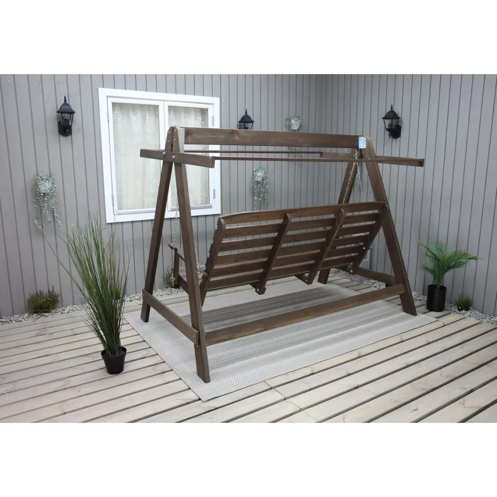 Puutarhakeinu katoksella Pelle 165cm ruskea/beige*Baltic Garden Hot