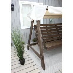 Puutarhakeinu katoksella Pelle 165cm ruskea/beige*Baltic Garden Hot