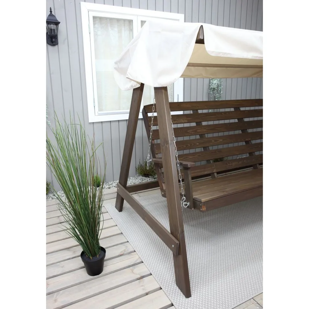 Puutarhakeinu katoksella Pelle 165cm ruskea/beige*Baltic Garden Hot