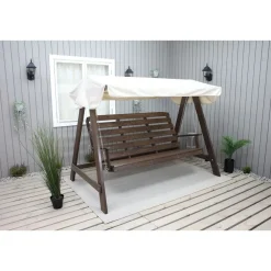 Puutarhakeinu katoksella Pelle 165cm ruskea/beige*Baltic Garden Hot