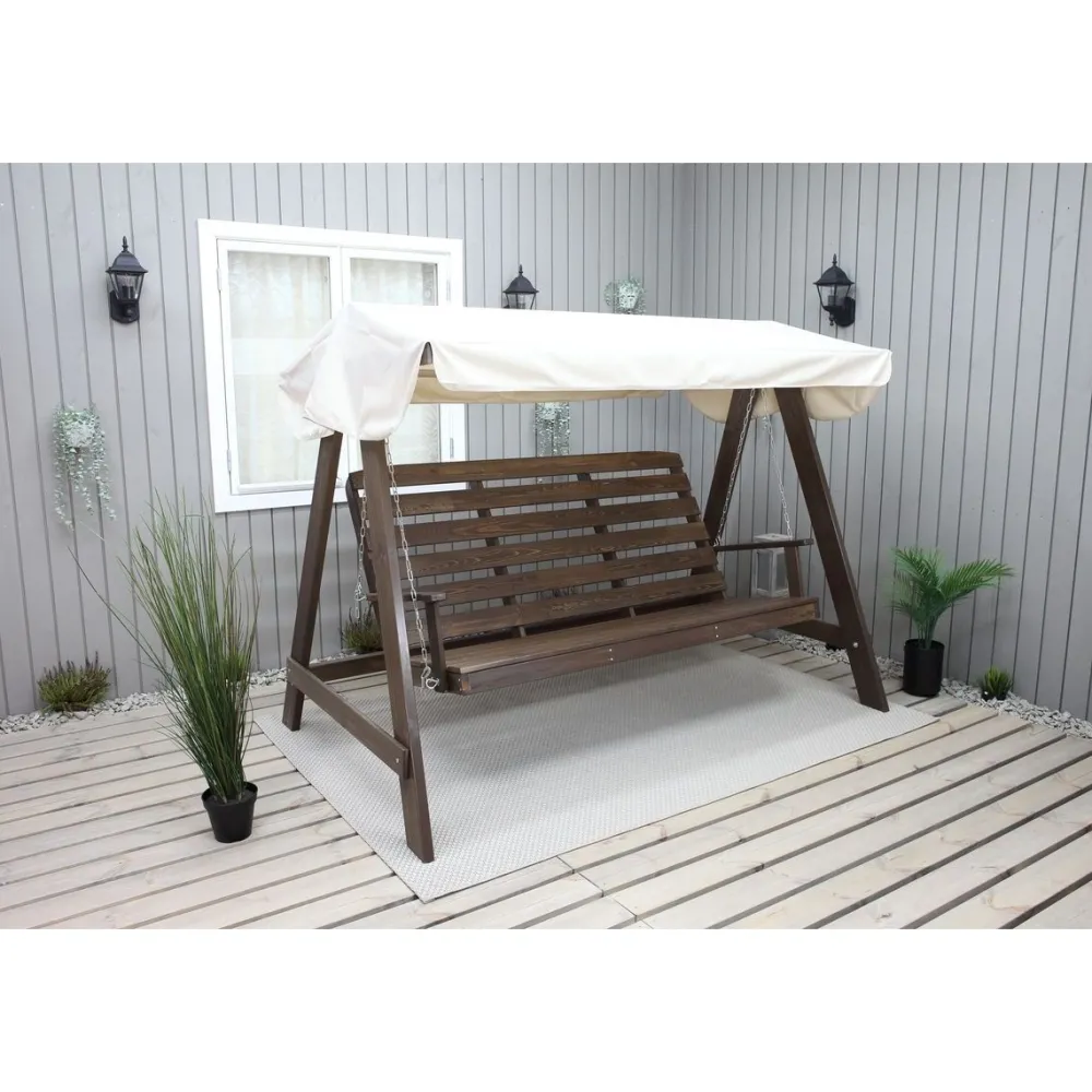 Puutarhakeinu katoksella Pelle 165cm ruskea/beige*Baltic Garden Hot
