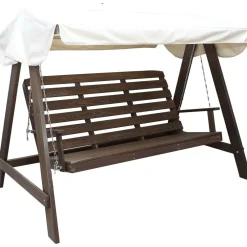 Puutarhakeinu katoksella Pelle 165cm ruskea/beige*Baltic Garden Hot