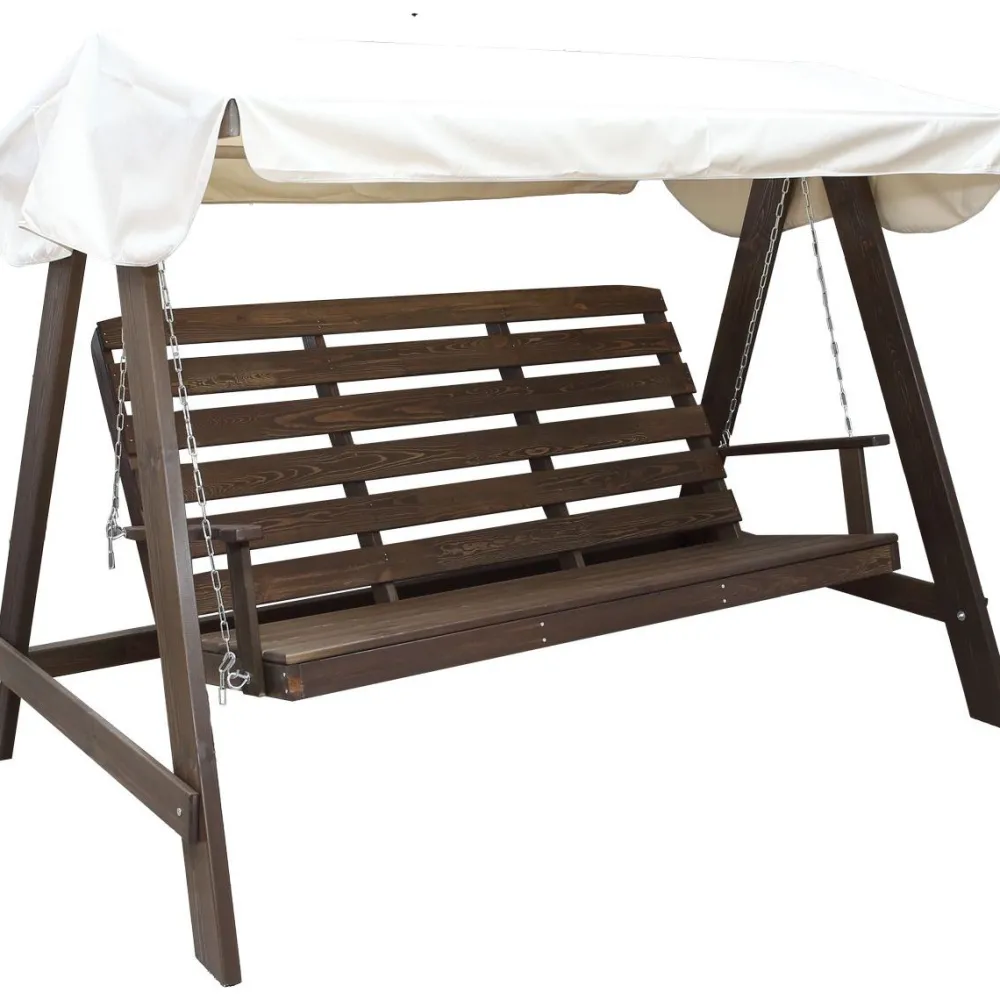Puutarhakeinu katoksella Pelle 165cm ruskea/beige*Baltic Garden Hot