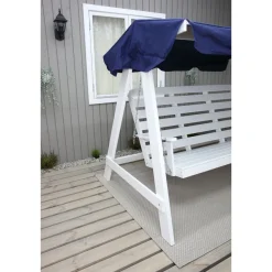 New Puutarhakeinu katoksella Pelle 165cm valkoinen/sininen Pihakeinut