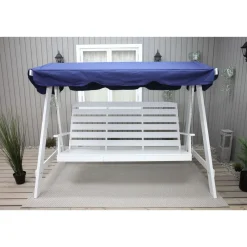 New Puutarhakeinu katoksella Pelle 165cm valkoinen/sininen Pihakeinut