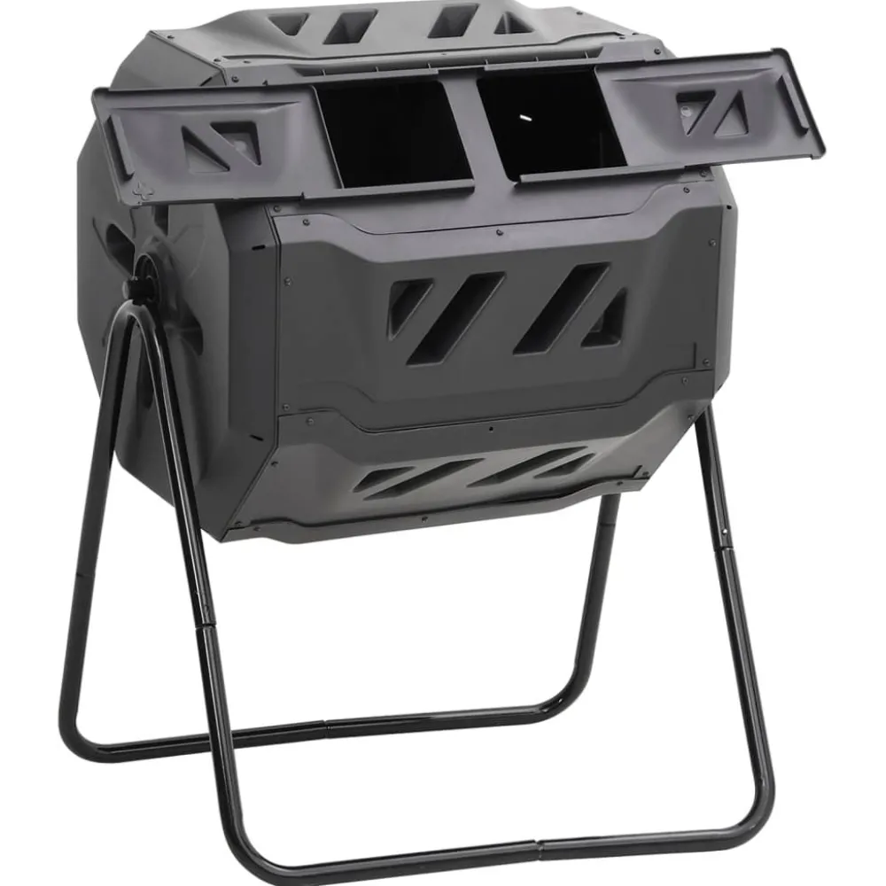 Puutarhakompostiroskis musta 73x64x95 cm 160 l*FinePRICE Outlet