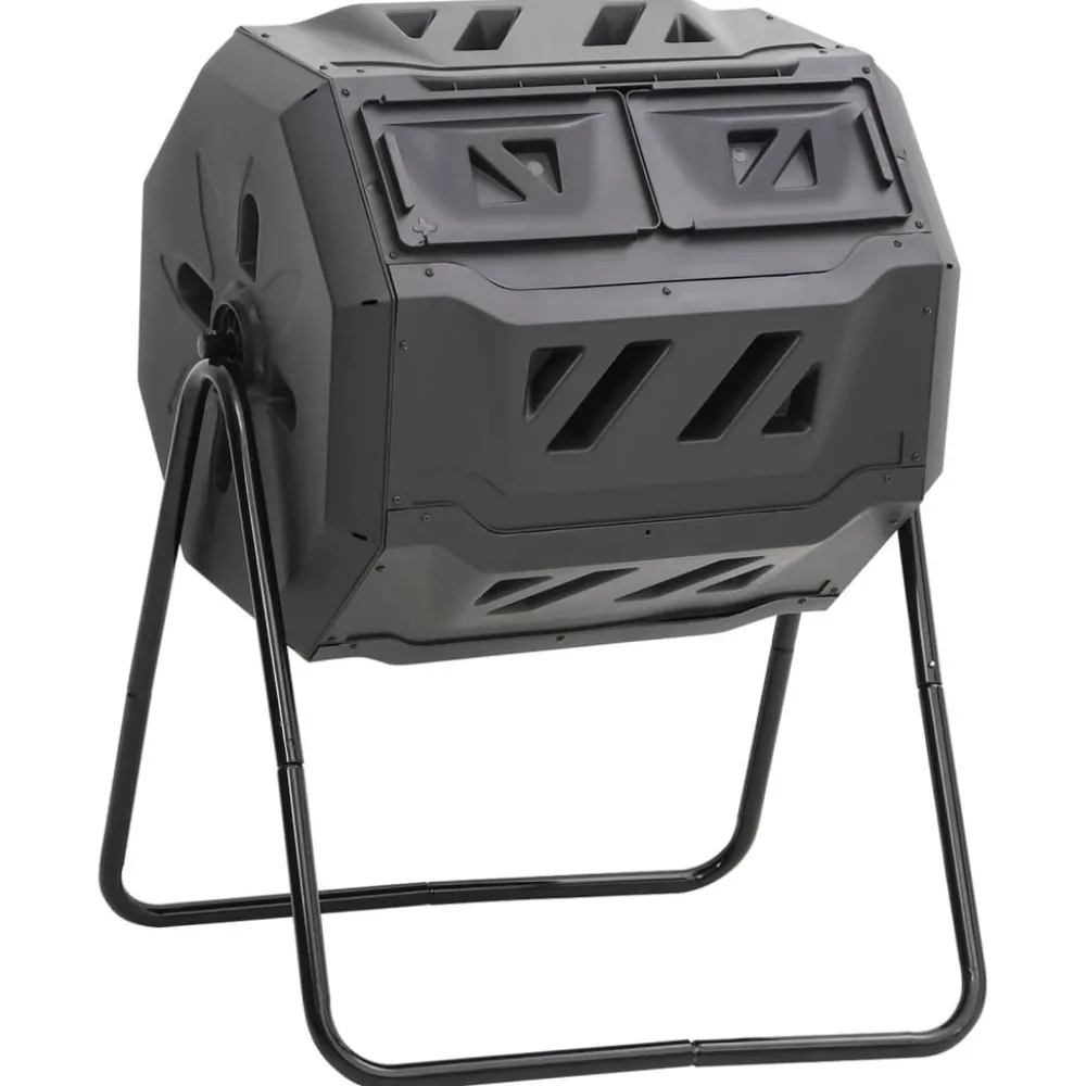 Puutarhakompostiroskis musta 73x64x95 cm 160 l*FinePRICE Outlet
