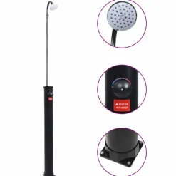 Puutarhan aurinkovoimasuihku musta 215 cm 8 l*FinePRICE Discount