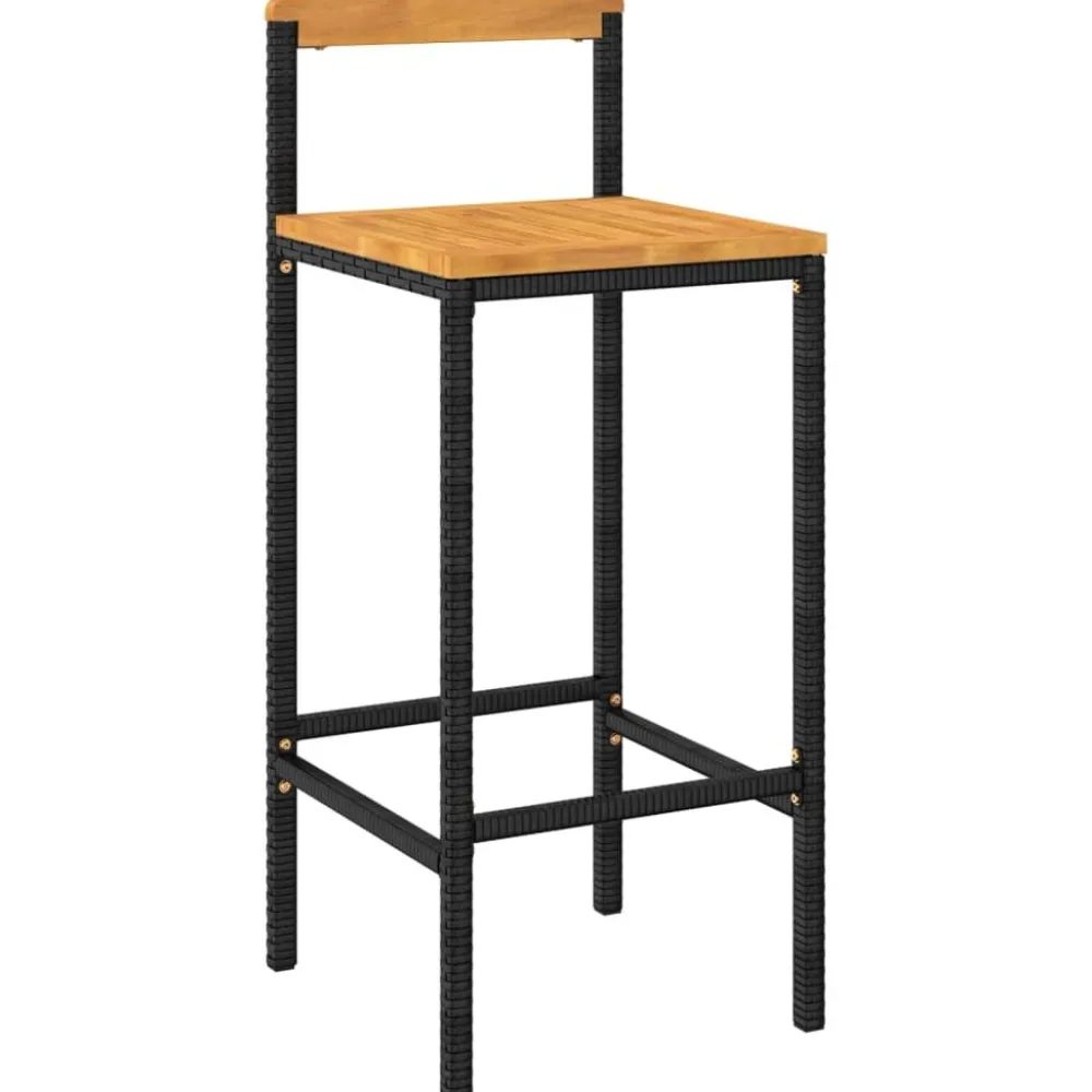 Puutarhan bistrosarja 3-osainen musta polyrottinki/täysi akasiapuu (87718)*FinePRICE Outlet