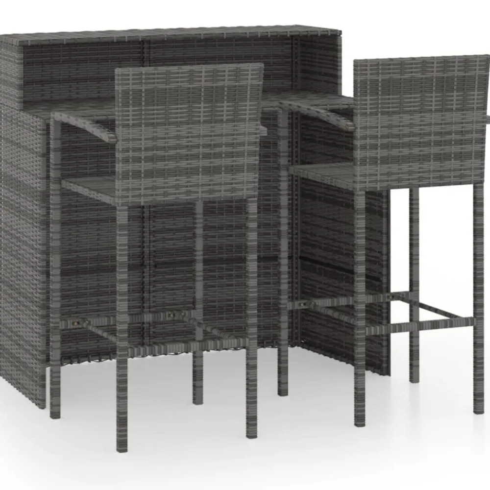 Puutarhan bistrosarja 3-osainen harmaa (64887)*FinePRICE Discount
