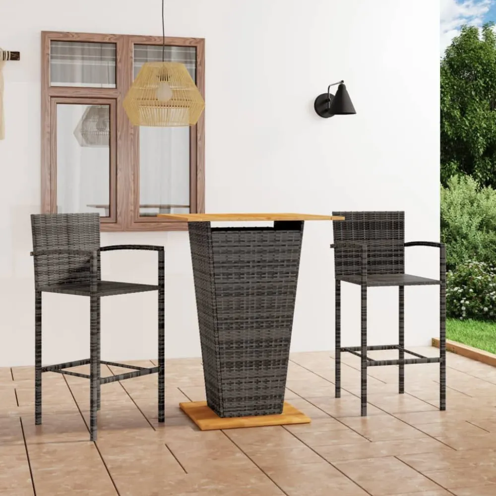 Sale Puutarhan bistrosarja 3-osainen harmaa (64869) Parvekekalusteet