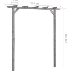 Puutarhan pergola harmaa 200x40x205 cm kyllästetty mänty*FinePRICE Clearance