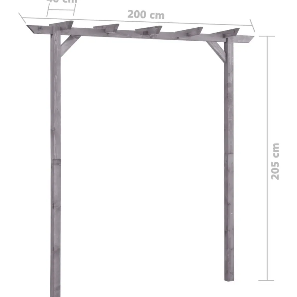Puutarhan pergola harmaa 200x40x205 cm kyllästetty mänty*FinePRICE Clearance