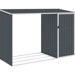 Puutarhan polttopuuvaja antrasiitti 245x98x159cm galv. teräs Polttopuukatokset