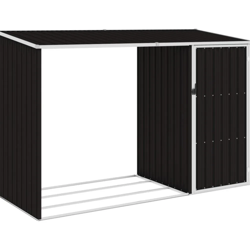 New Puutarhan polttopuuvaja ruskea 245x98x159cm galvanoitu teräs Polttopuukatokset
