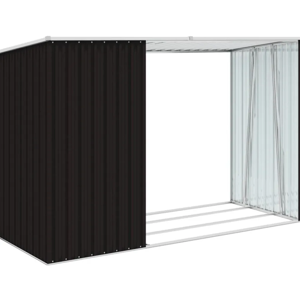 New Puutarhan polttopuuvaja ruskea 245x98x159cm galvanoitu teräs Polttopuukatokset
