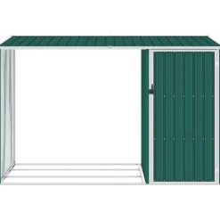 Puutarhan polttopuuvaja vihreä 245x98x159cm galvanoitu teräs*FinePRICE Sale