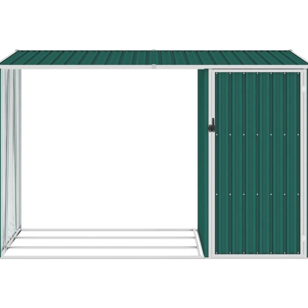 Puutarhan polttopuuvaja vihreä 245x98x159cm galvanoitu teräs*FinePRICE Sale