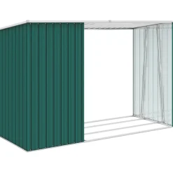 Puutarhan polttopuuvaja vihreä 245x98x159cm galvanoitu teräs*FinePRICE Sale