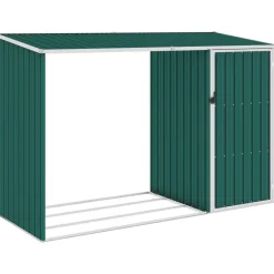 Puutarhan polttopuuvaja vihreä 245x98x159cm galvanoitu teräs*FinePRICE Sale