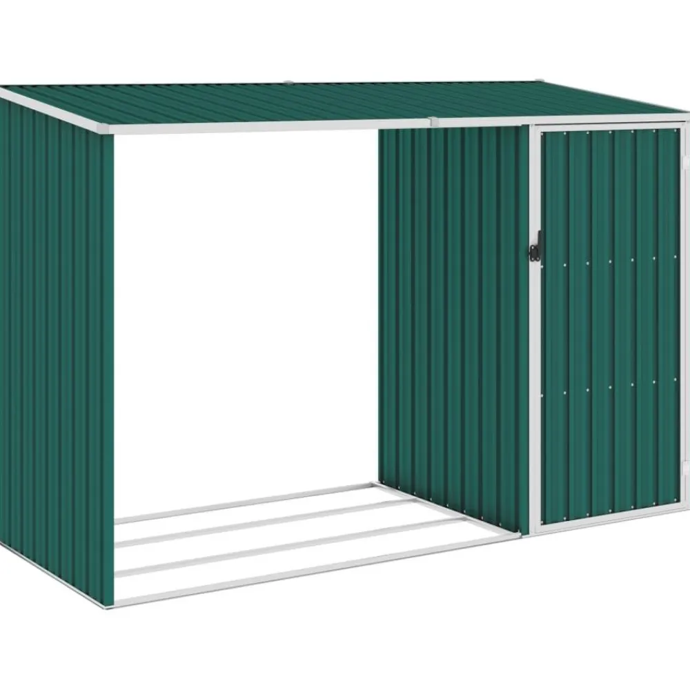 Puutarhan polttopuuvaja vihreä 245x98x159cm galvanoitu teräs*FinePRICE Sale