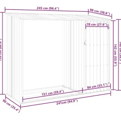 Puutarhan polttopuuvaja vihreä 245x98x159cm galvanoitu teräs*FinePRICE Sale