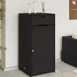 Puutarhan säilytyskaappi musta 55x55x111 cm polyrottinki*FinePRICE Clearance