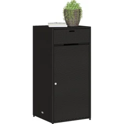 Puutarhan säilytyskaappi musta 55x55x111 cm polyrottinki*FinePRICE Clearance