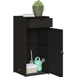 Puutarhan säilytyskaappi musta 55x55x111 cm polyrottinki*FinePRICE Clearance