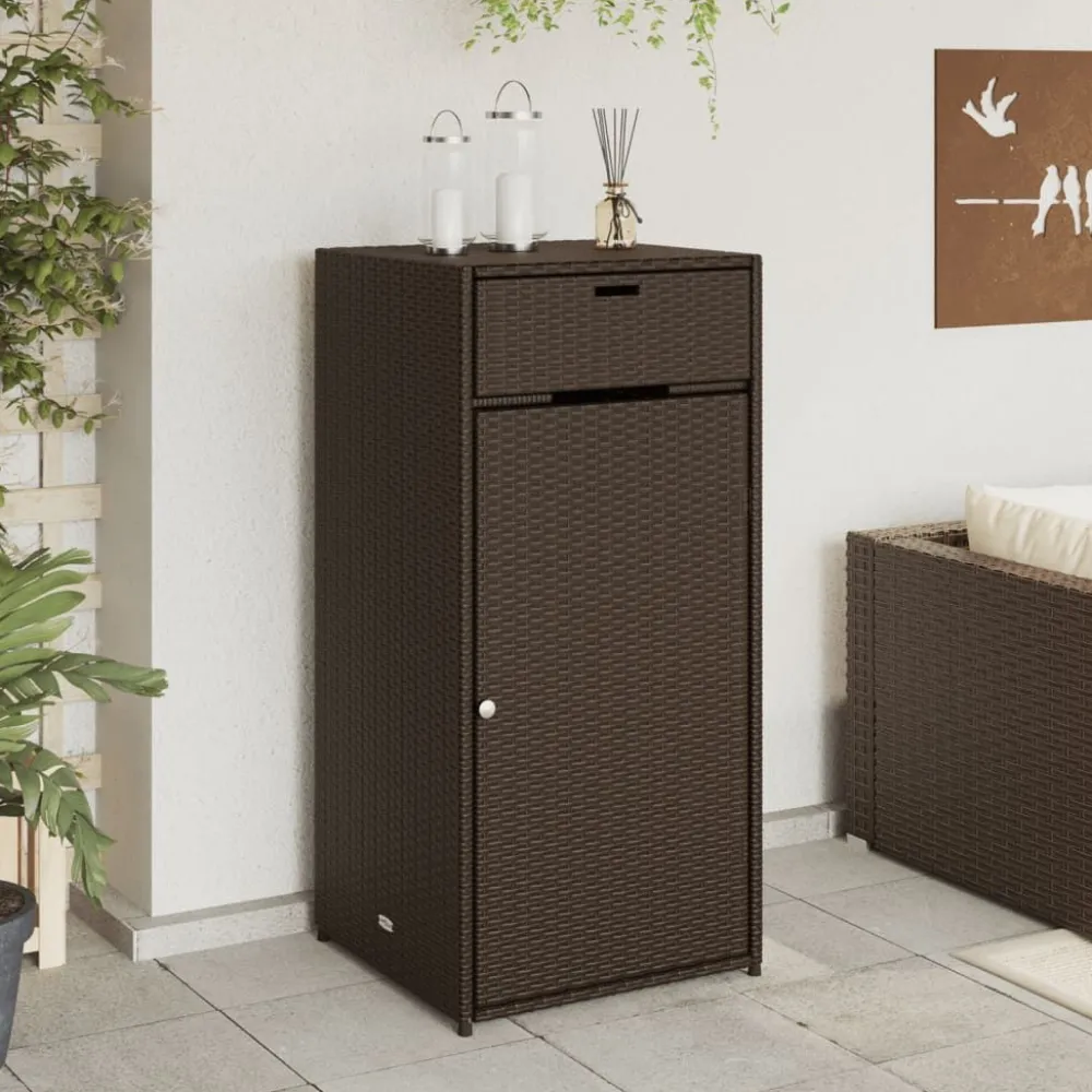 Puutarhan säilytyskaappi ruskea 55x55x111 cm polyrottinki*FinePRICE Discount
