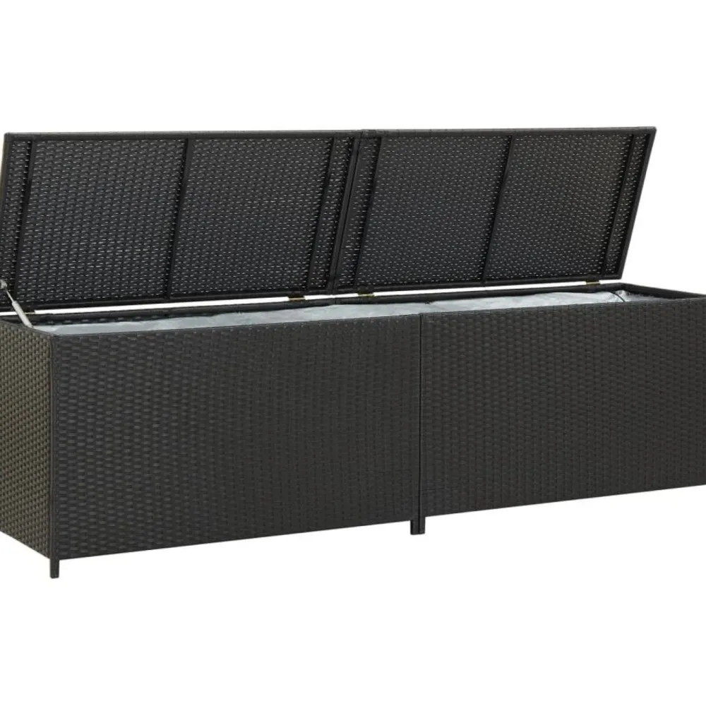 Discount Puutarhan säilytyslaatikko polyrottinki 200x50x60 cm musta Säilytyslaatikot Ulos|Polyrottinkikalusteet