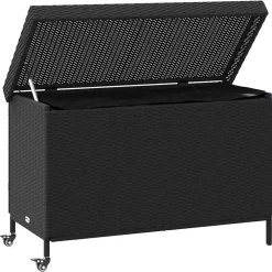 Puutarhan säilytyslaatikko pyörillä musta 110x55x73 cm (03826)*FinePRICE New