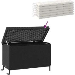 Puutarhan säilytyslaatikko pyörillä musta 110x55x73 cm (03826)*FinePRICE New