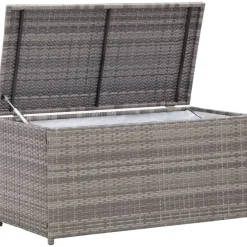 Outlet Puutarhan säilytyslaatikko polyrottinki 100x50x50 cm harmaa Säilytyslaatikot Ulos