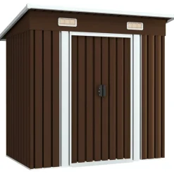 Outlet Puutarhan varastovaja ruskea 194x121x181 cm teräs 2,1m2 Puutarhavajat