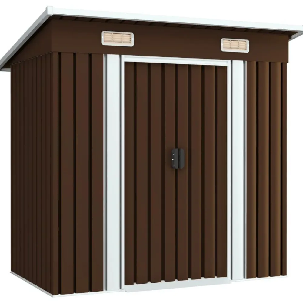 Outlet Puutarhan varastovaja ruskea 194x121x181 cm teräs 2,1m2 Puutarhavajat