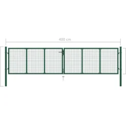 Puutarhan verkkoportti teräs 400x100cm vihreä*FinePRICE Online
