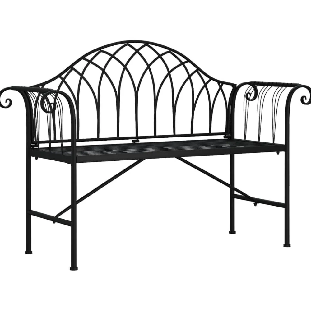 Puutarhapenkki 2-istuttava 128 cm musta teräs (18828)*FinePRICE Sale
