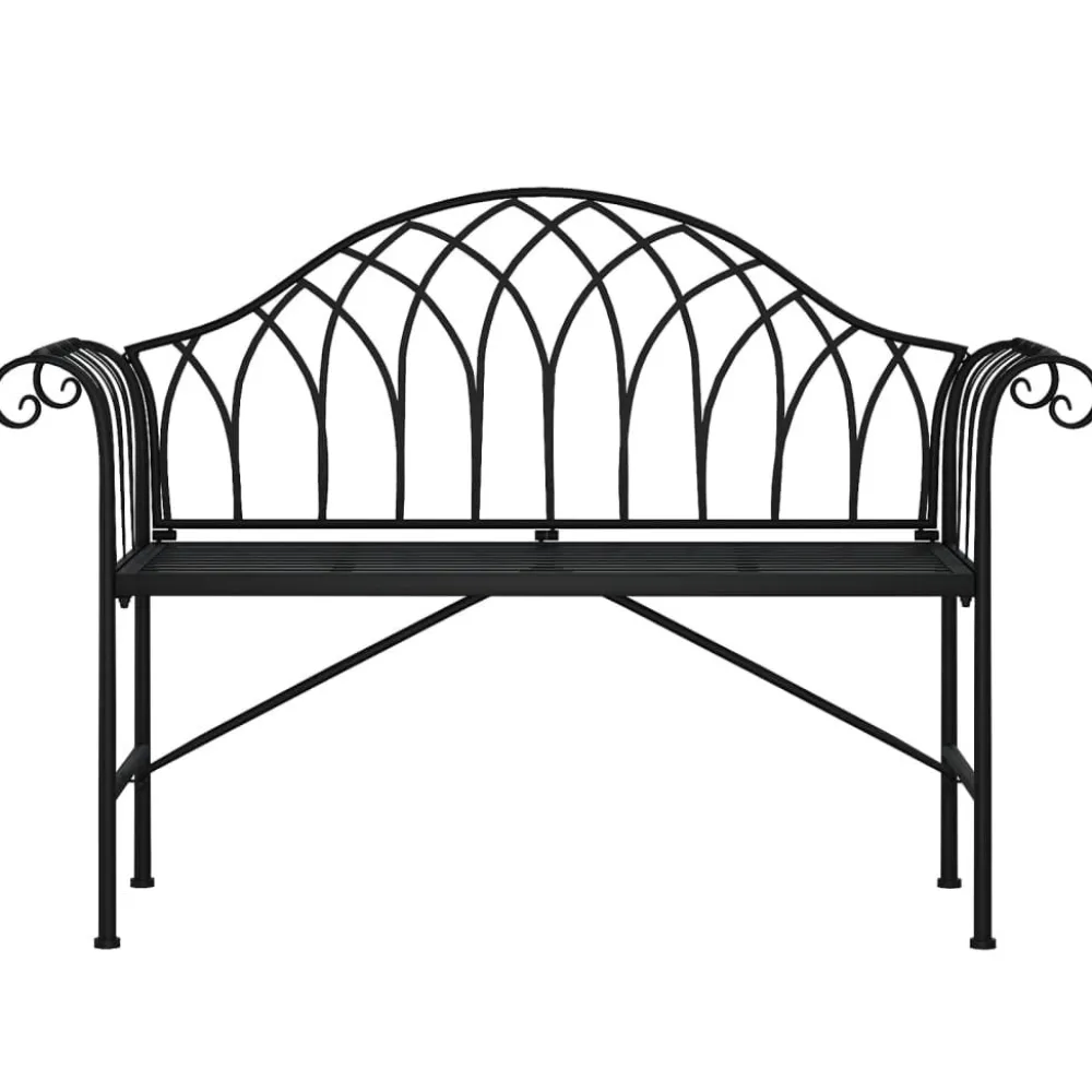 Puutarhapenkki 2-istuttava 128 cm musta teräs (18828)*FinePRICE Sale
