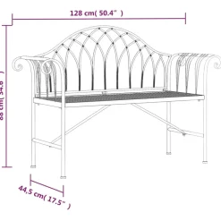 Puutarhapenkki 2-istuttava 128 cm musta teräs (18828)*FinePRICE Sale