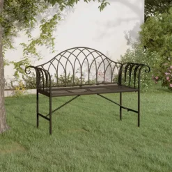 Puutarhapenkki 2-istuttava 128 cm musta teräs (18828)*FinePRICE Sale