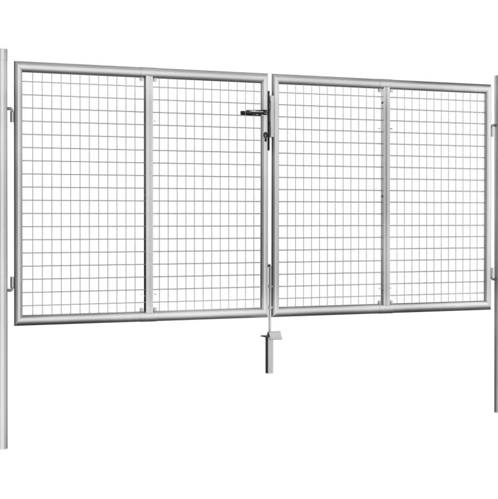 Puutarhaportti galvanoitu teräs 306x150cm hopea*FinePRICE Best