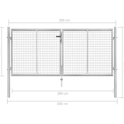 Puutarhaportti galvanoitu teräs 306x150cm hopea*FinePRICE Best