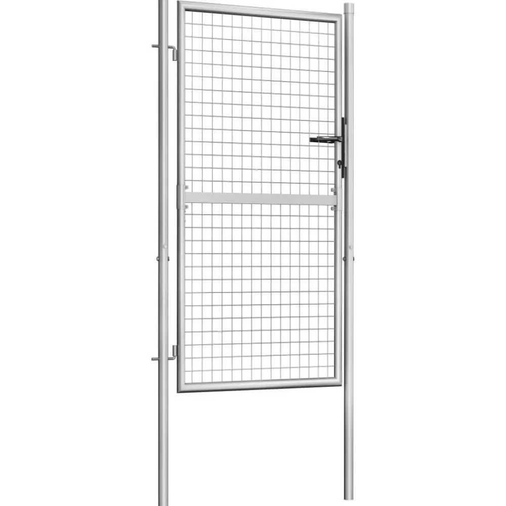 Puutarhaportti galvanoitu teräs 105x200cm hopea*FinePRICE New