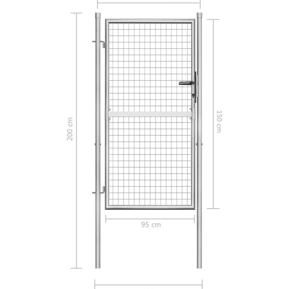 Puutarhaportti galvanoitu teräs 105x200cm hopea*FinePRICE New