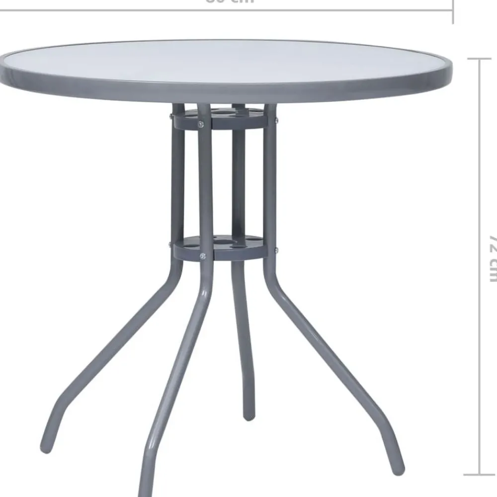 New Puutarhapöytä vaaleanharmaa 80 cm teräs ja lasi Puutarhapöydät