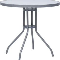 New Puutarhapöytä vaaleanharmaa 80 cm teräs ja lasi Puutarhapöydät
