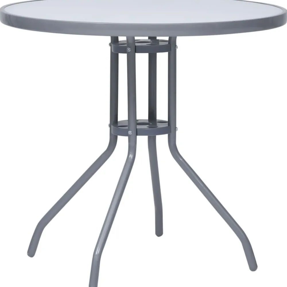 New Puutarhapöytä vaaleanharmaa 80 cm teräs ja lasi Puutarhapöydät