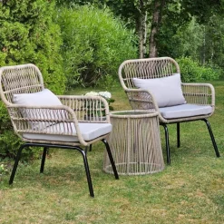 Clearance Puutarhasetti Kap Verde, 2 tuolia ja 1 pöytä, vaaleanharmaa Parvekekalusteet